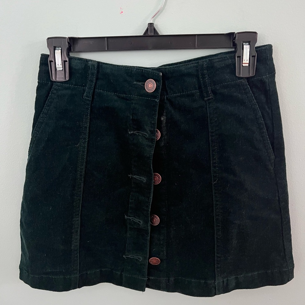 Dark Green Corduroy Mini Skirt